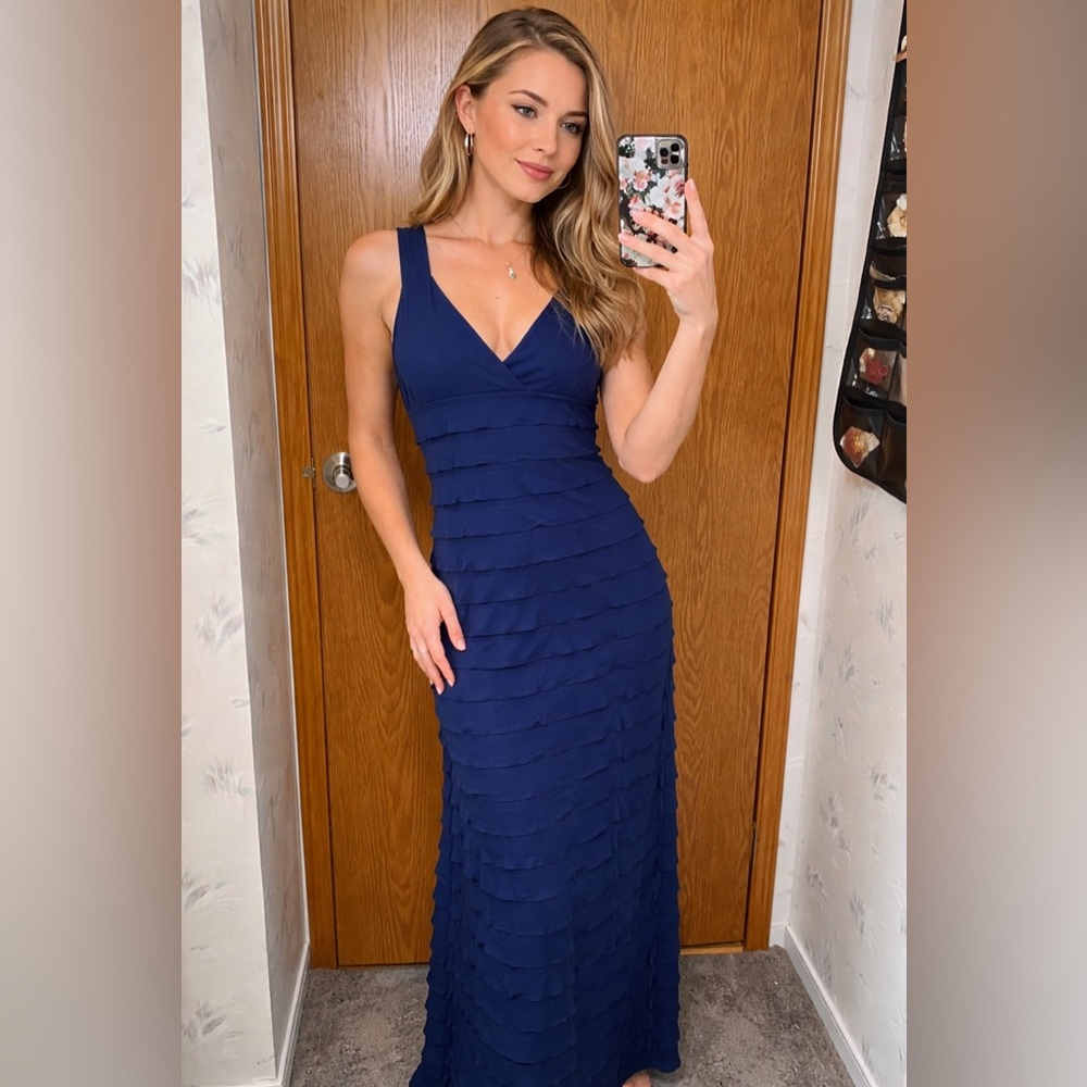 Navy Blue Tiered Maxi Dress | MAX EDITION | Size M